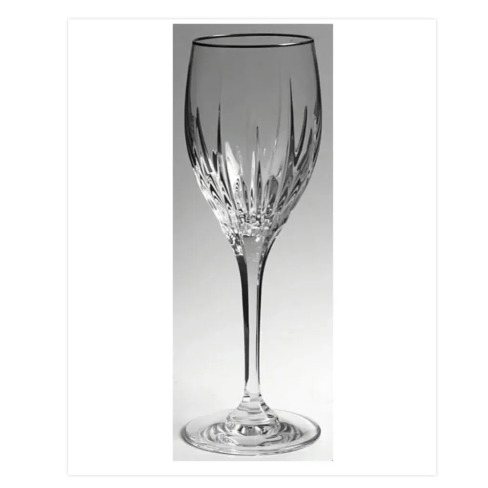 Mikasa Arctic Lights Platinum Rim Crystal Goblet Glasses Set of 2 NIB